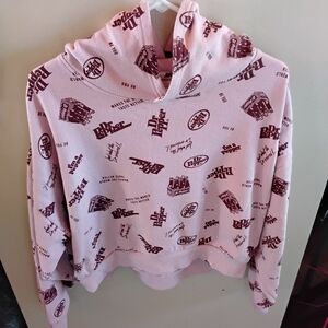 Dr. Pepper Pink Crop Hoodie Sweatshirt Womens Large Tik Tok Trend Viral Merch